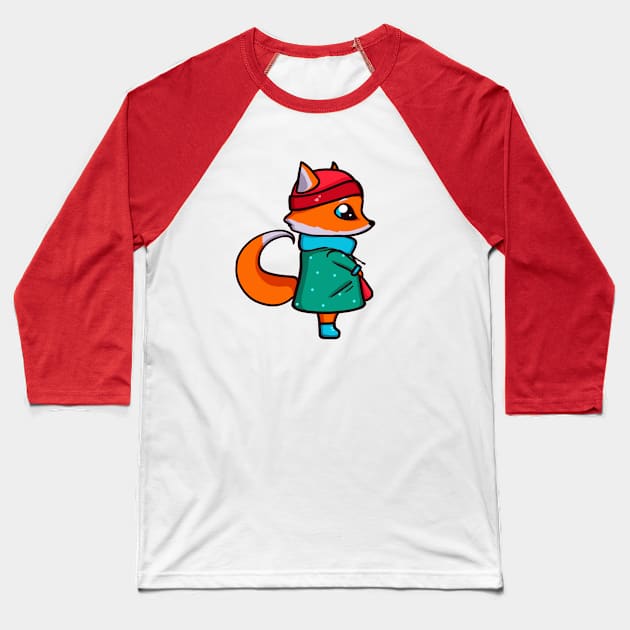 Cute fox Baseball T-Shirt by Purplehate